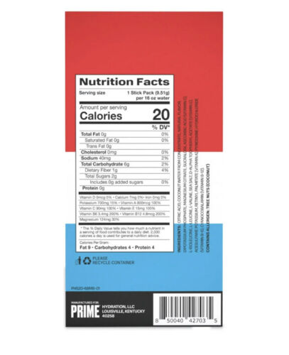 USA PRIME ICE POP Hydration Sticks- 6 Pack